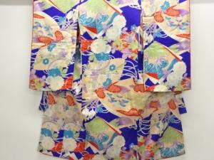 アンティーク　錦紗草花模様着物